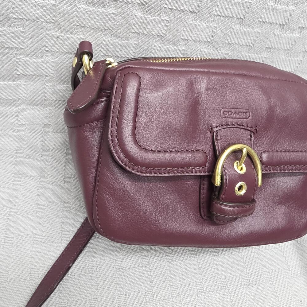 Coach Campbell Leather Camera Crossbody Bag Womens Small Burgundy Leather - Picture 4 of 16